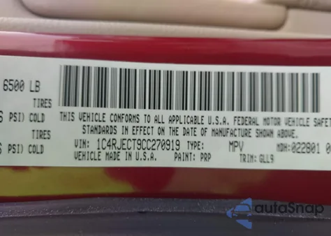 2012 Jeep Grand Cherokee Overland z USA, uszkodzony, nr VIN 1C4RJECT9CC270919